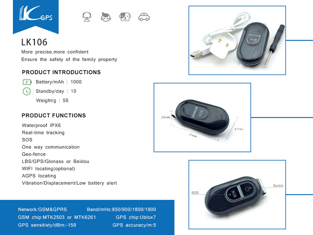 4G Mini GPS Tracker Personal Body Worn SOS Real Time Locator 7 Day Battery GEO Fence Alarm Notification