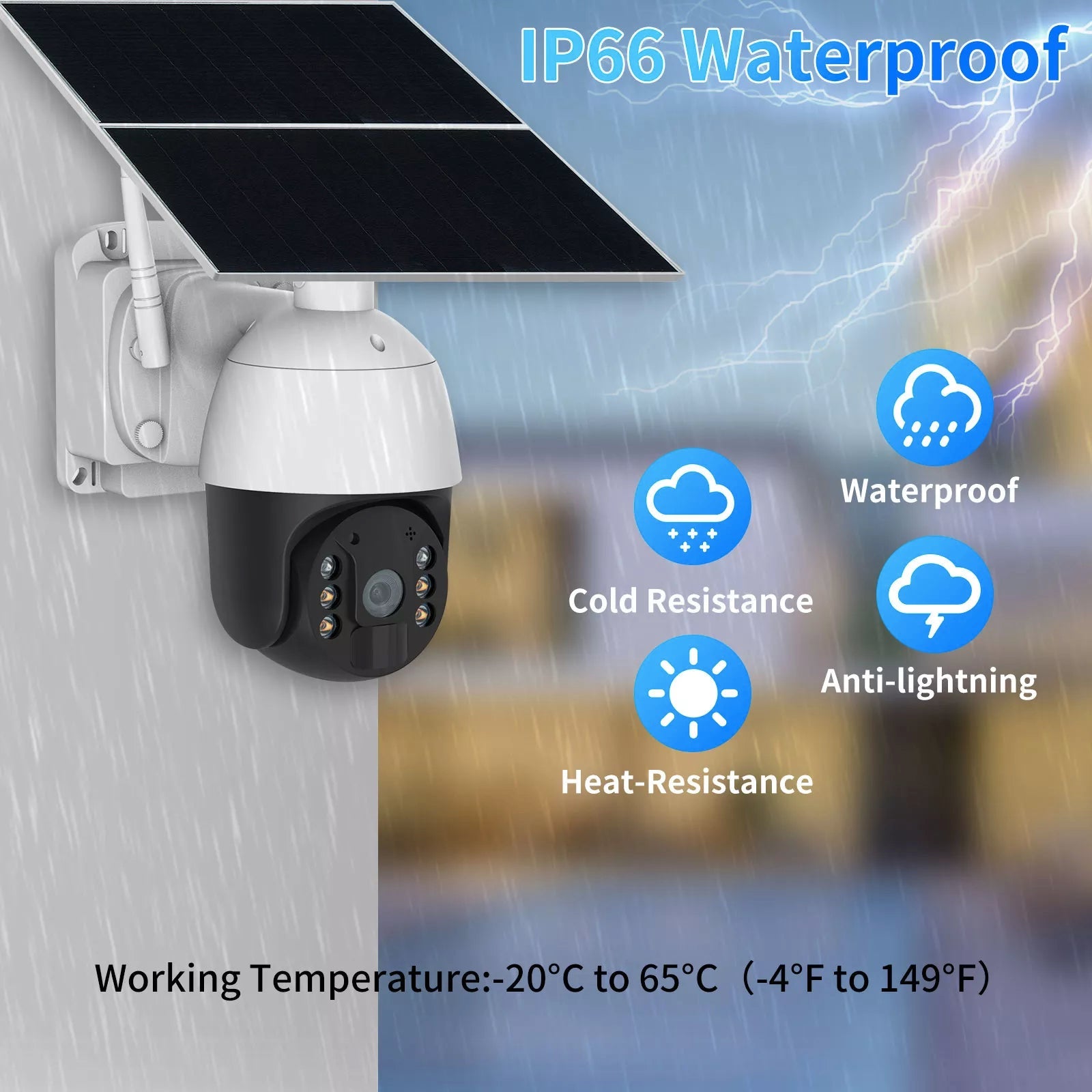 4G LTE 24 Hour 365 Days Solar Power PTZ Security Camera Full HD 1080p Video Recorder uBox App