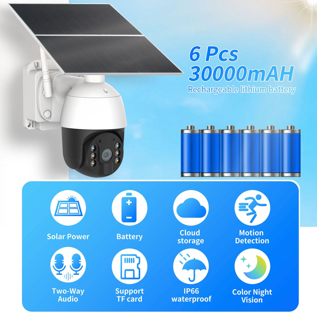 4G LTE 24 Hour 365 Days Solar Power PTZ Security Camera Full HD 1080p Video Recorder uBox App