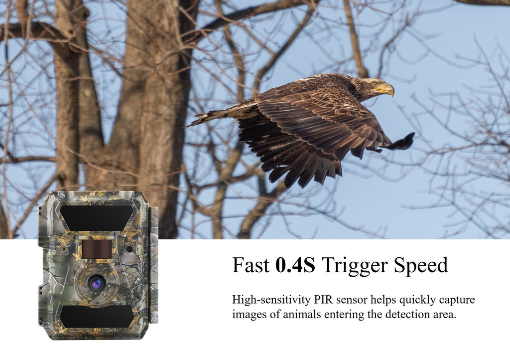 24MP Hunting Trail Camera HD Photo & 1080p Video IP66 Outdoor Wildlife 0.4s PIR Detection