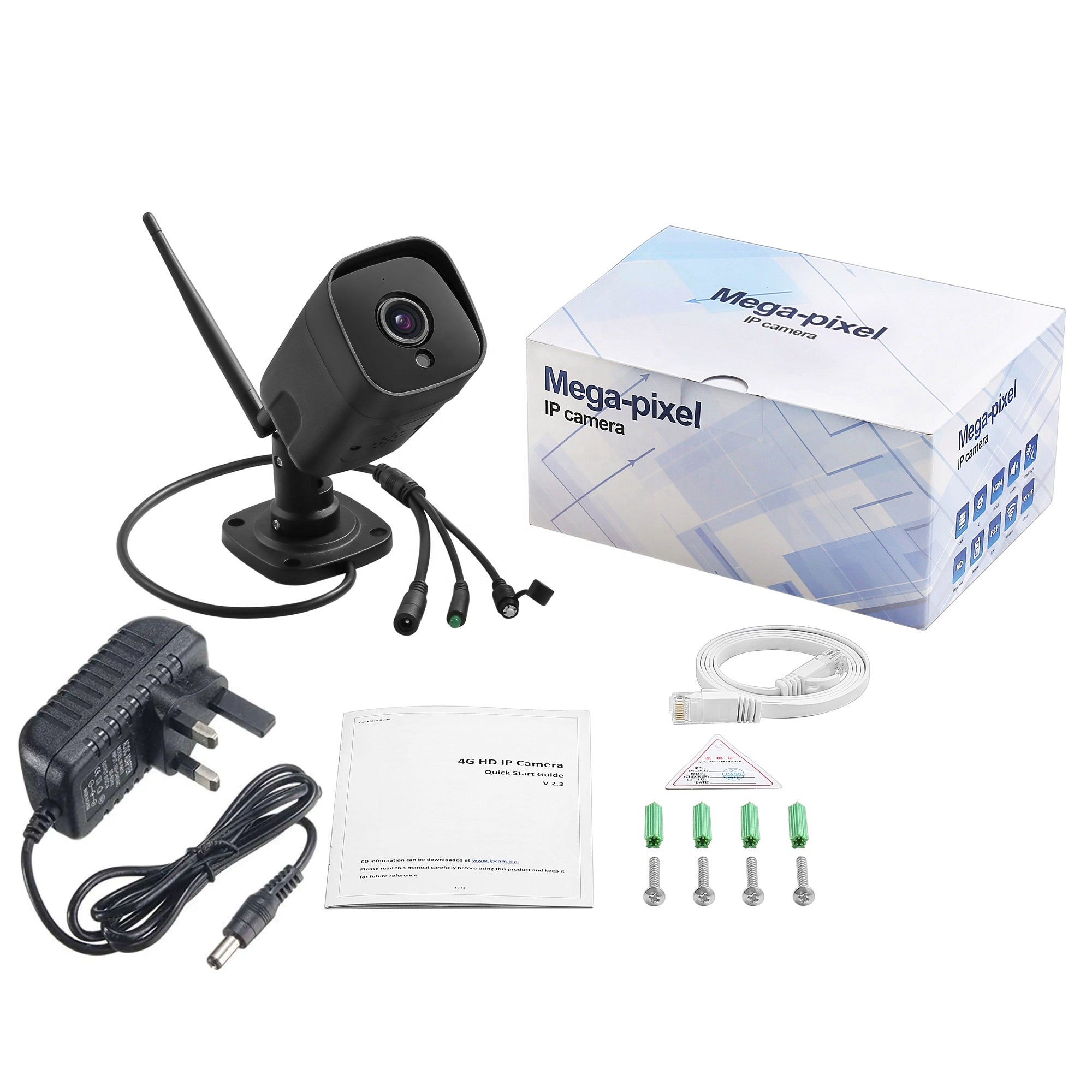 4G CCTV Static Bullet Camera Fixed Focus 3.6mm Lens CamHi Pro App Live View Video Recording Night Vision