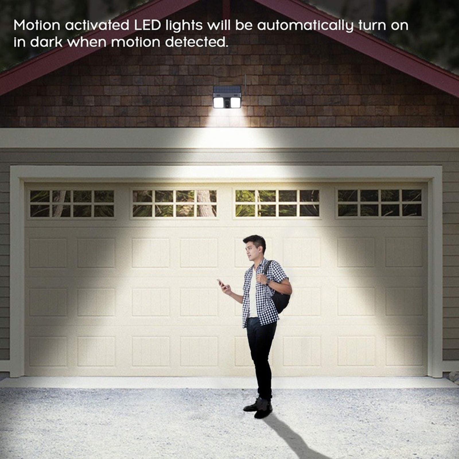 Solar Power Wi-Fi Camera 1080P HD Garden Lamp PIR Motion Detect Instant Alarm Notification