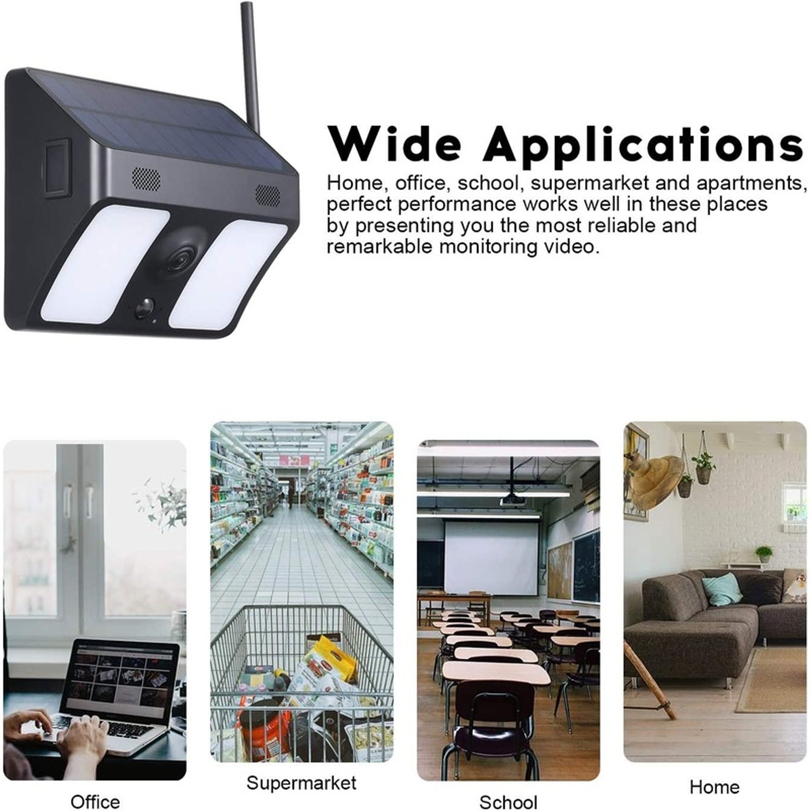 Solar Power Wi-Fi Camera 1080P HD Garden Lamp PIR Motion Detect Instant Alarm Notification