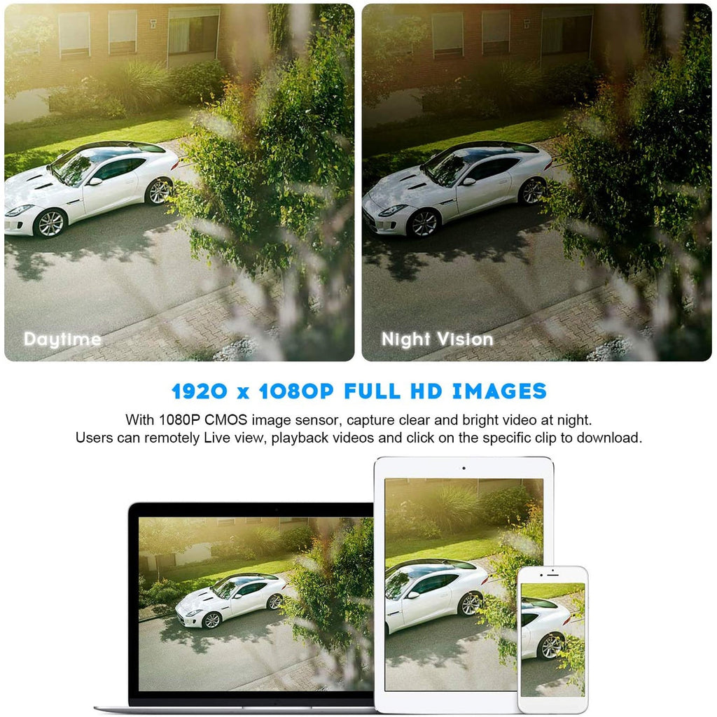 Solar Power Wi-Fi Camera 1080P HD Garden Lamp PIR Motion Detect Instant Alarm Notification