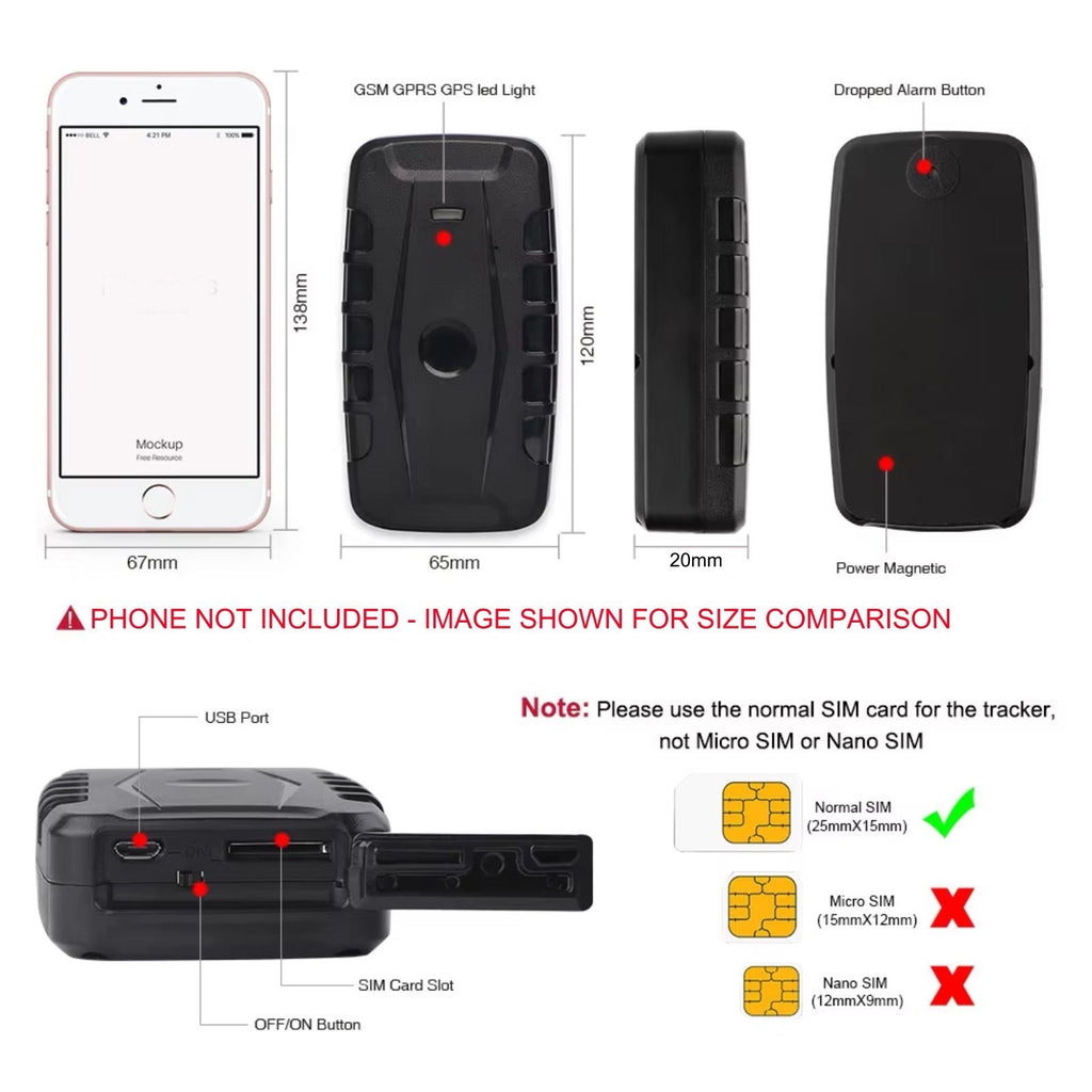 4G GPS Car Tracker Magnetic Waterproof 3-9 Month Battery Free Smartphone App & UK Sim