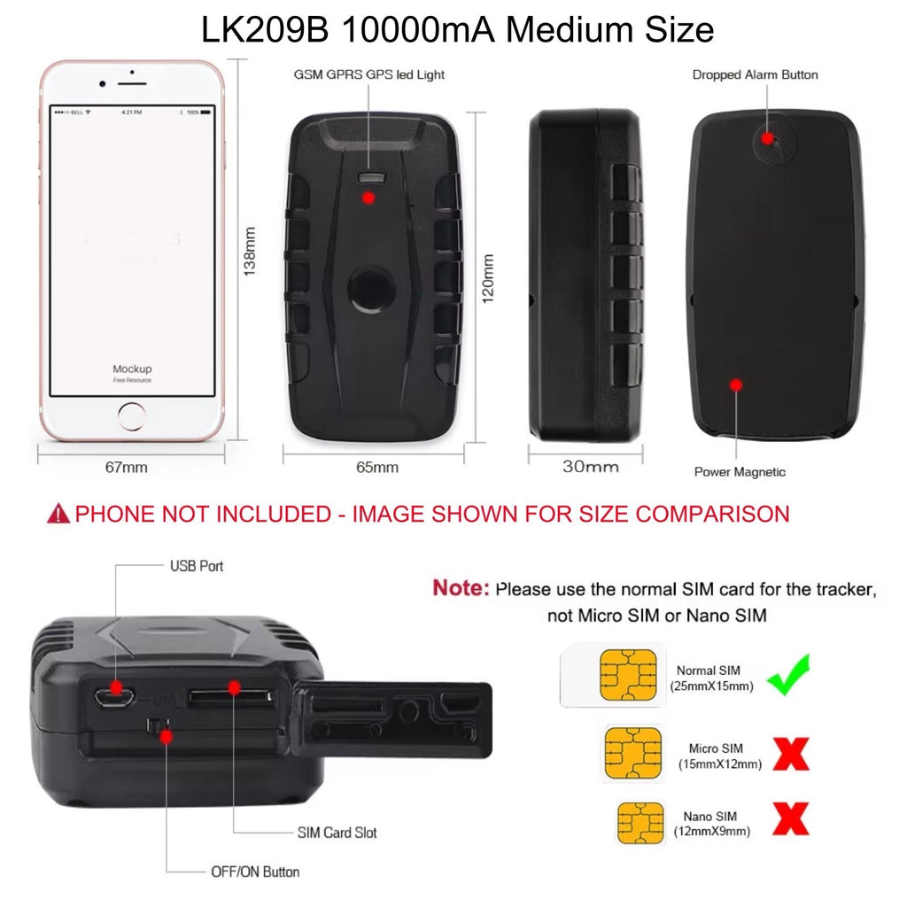 4G GPS Car Tracker Magnetic Waterproof 3-9 Month Battery Free Smartphone App & UK Sim