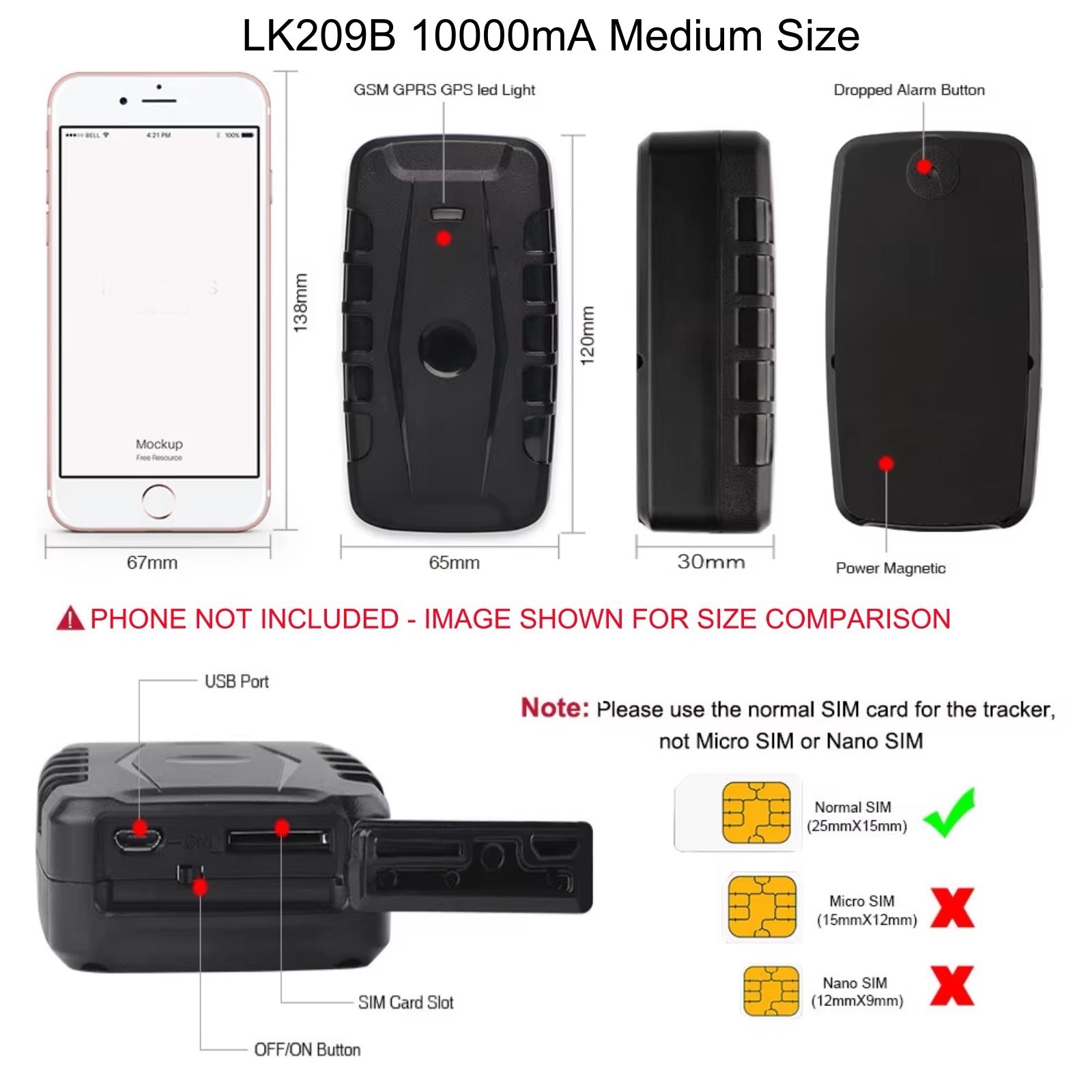 4G GPS Car Tracker Magnetic Waterproof 3-9 Month Battery Free Smartphone App & UK Sim