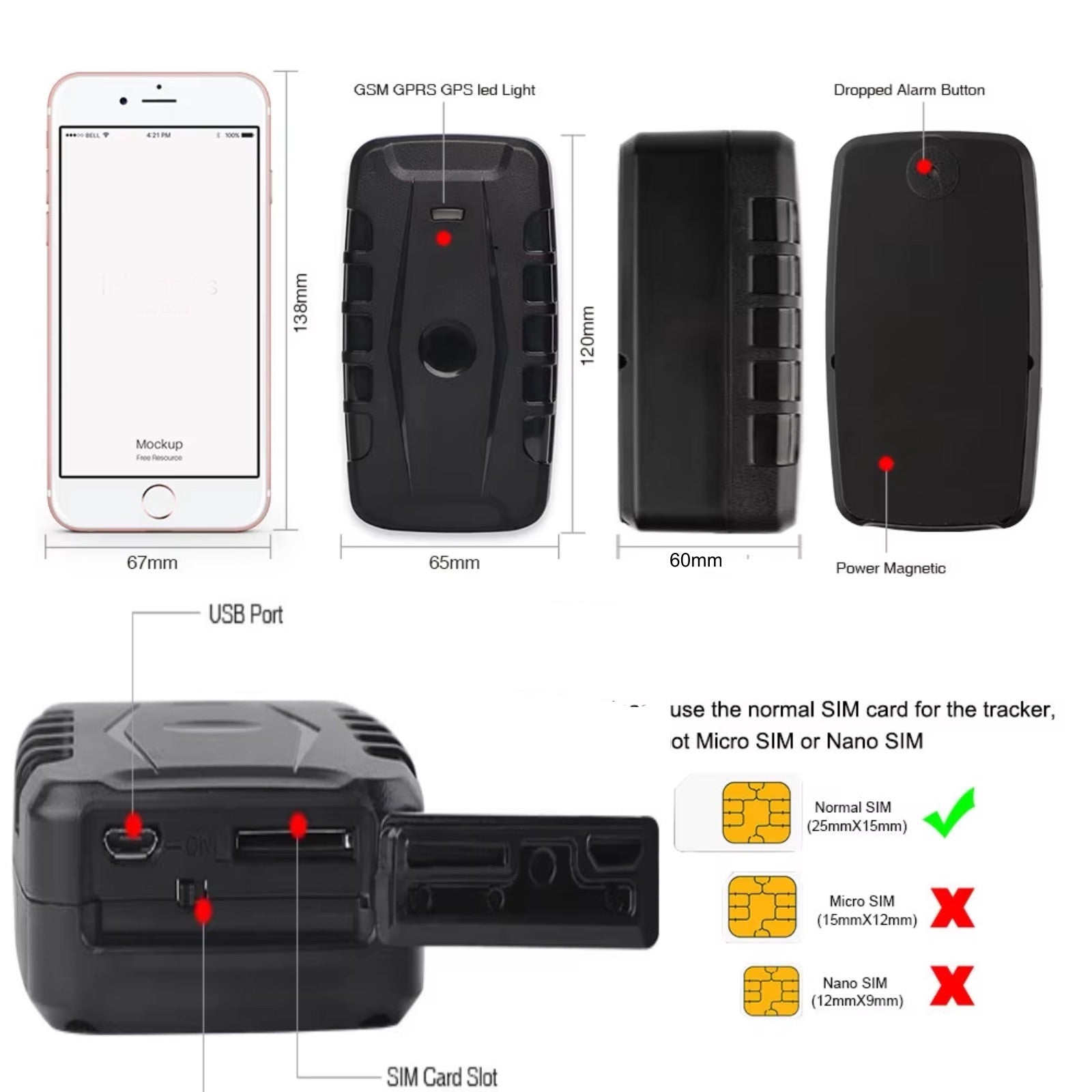 4G GPS Car Tracker Magnetic Waterproof 3-9 Month Battery Free Smartphone App & UK Sim