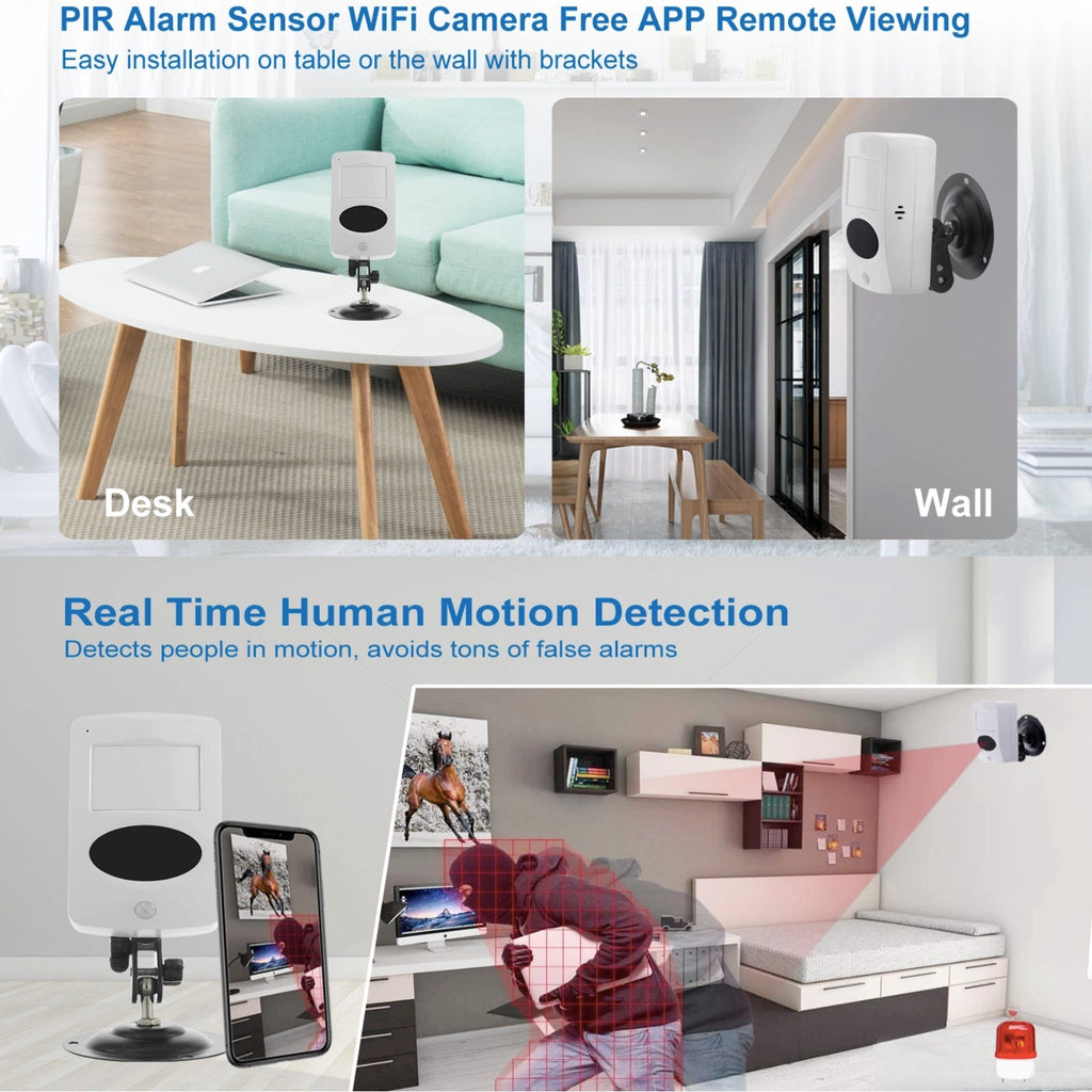 Ultra Long Battery Wi-Fi Security Camera in Black PIR Alarm Sensor Motion Detect Recorder & Alert