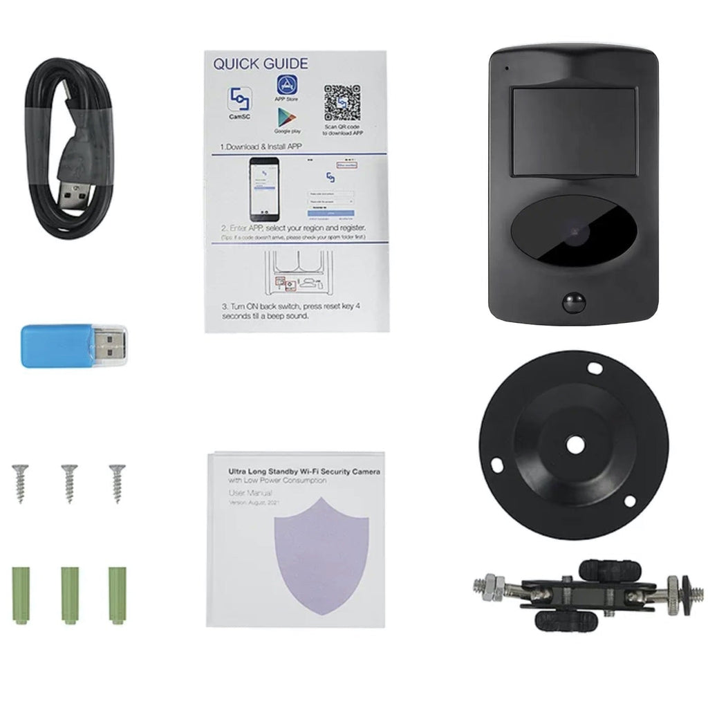 Ultra Long Battery Wi-Fi Security Camera in Black PIR Alarm Sensor Motion Detect Recorder & Alert