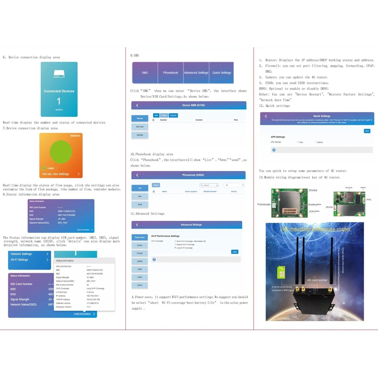 4G Wireless Wifi Router 2.4GHz 300Mbps CPE Dual Band Repeater Signal Amplifier 4 LAN Ports