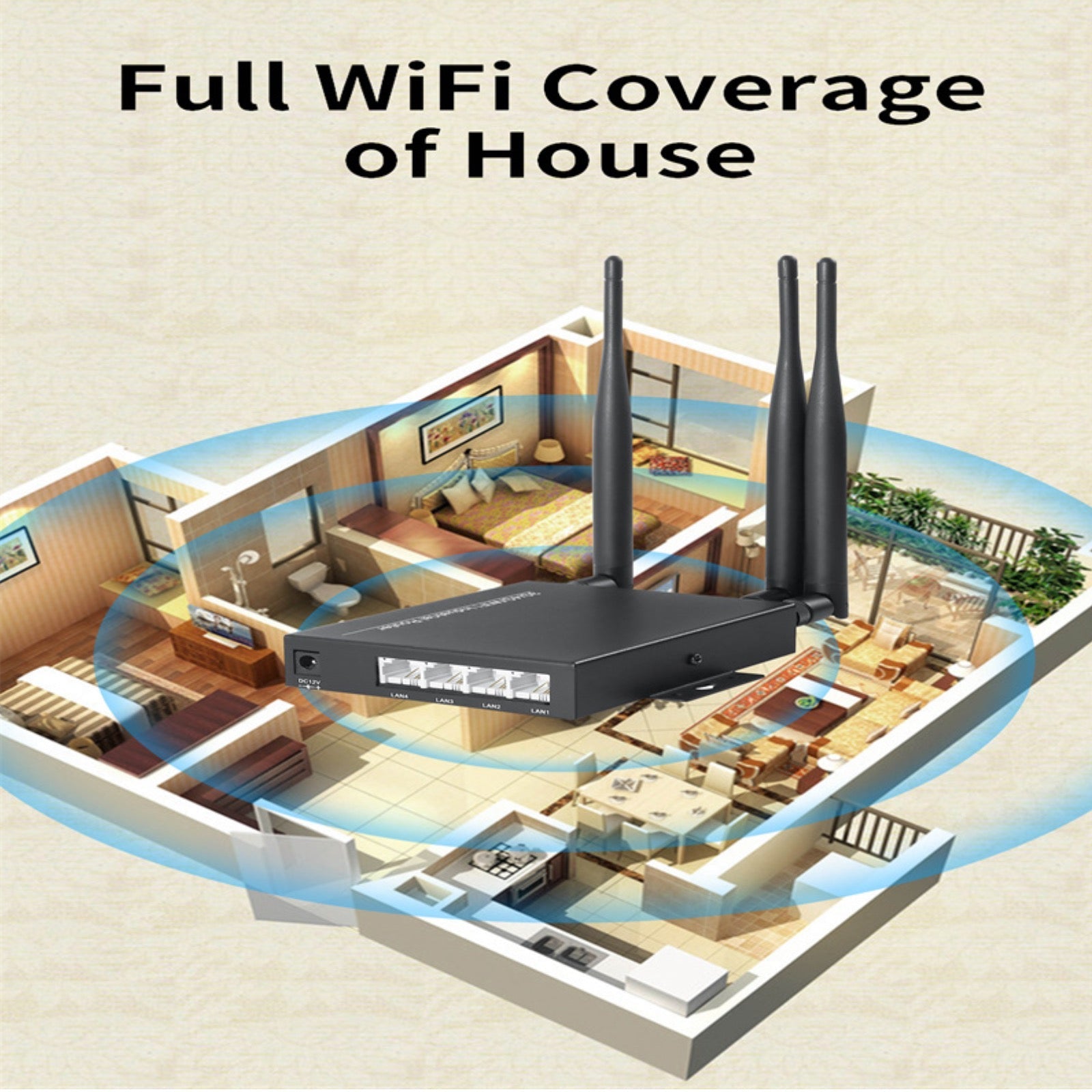 4G Wireless Wifi Router 2.4GHz 300Mbps CPE Dual Band Repeater Signal Amplifier 4 LAN Ports