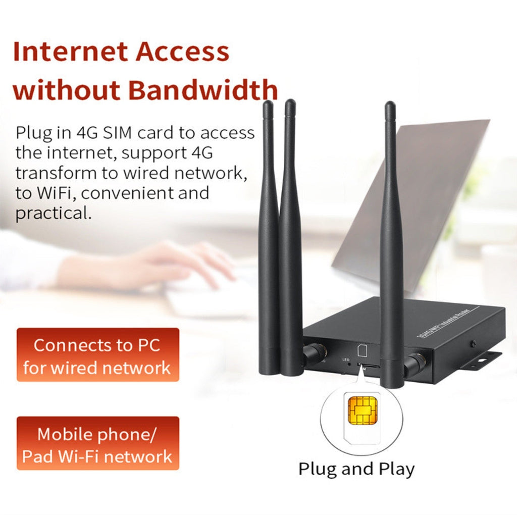 4G Wireless Wifi Router 2.4GHz 300Mbps CPE Dual Band Repeater Signal Amplifier 4 LAN Ports