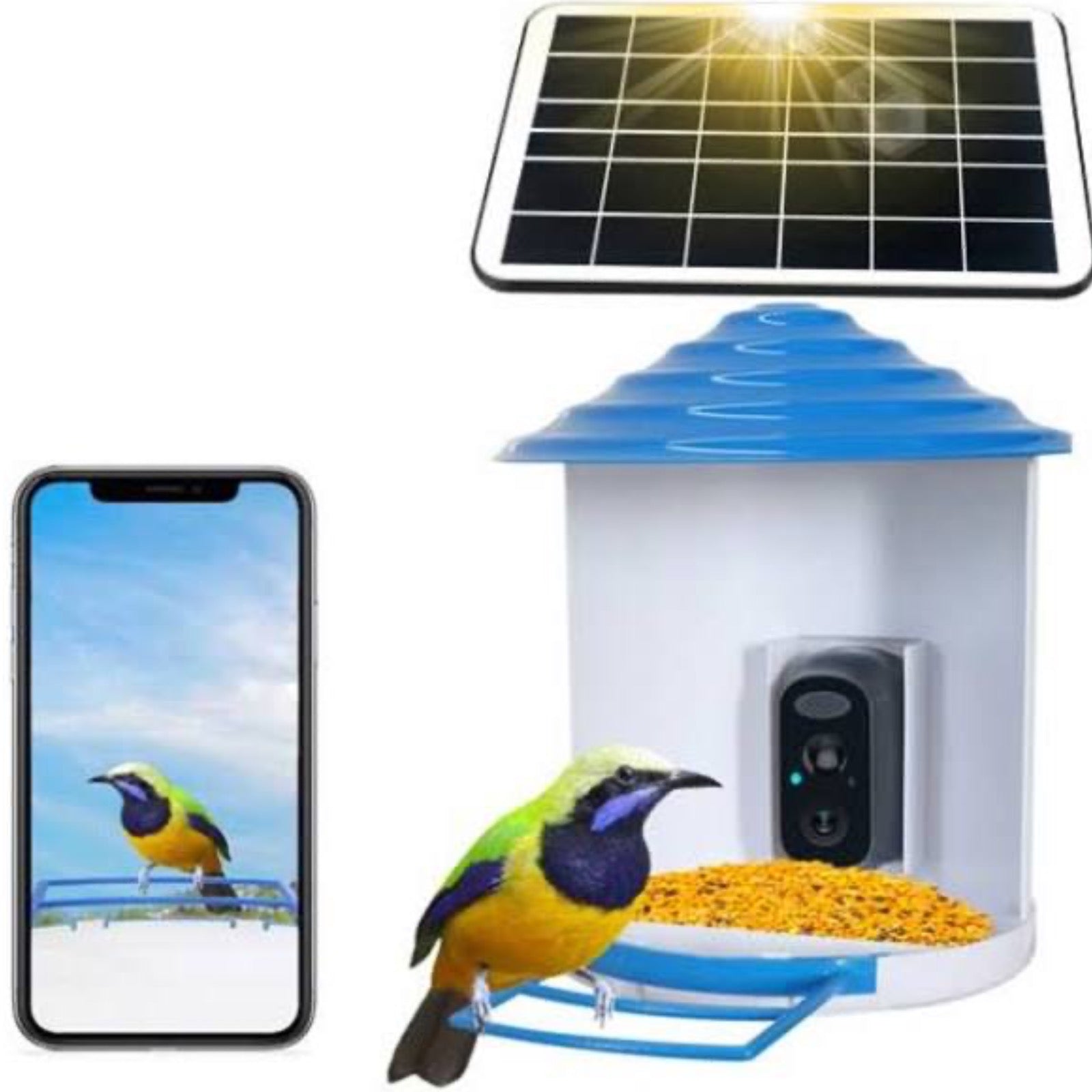 Bird Feeder Camera 4G LTE Sim Card 1080p HD Battery Solar Power No Wiring Needed
