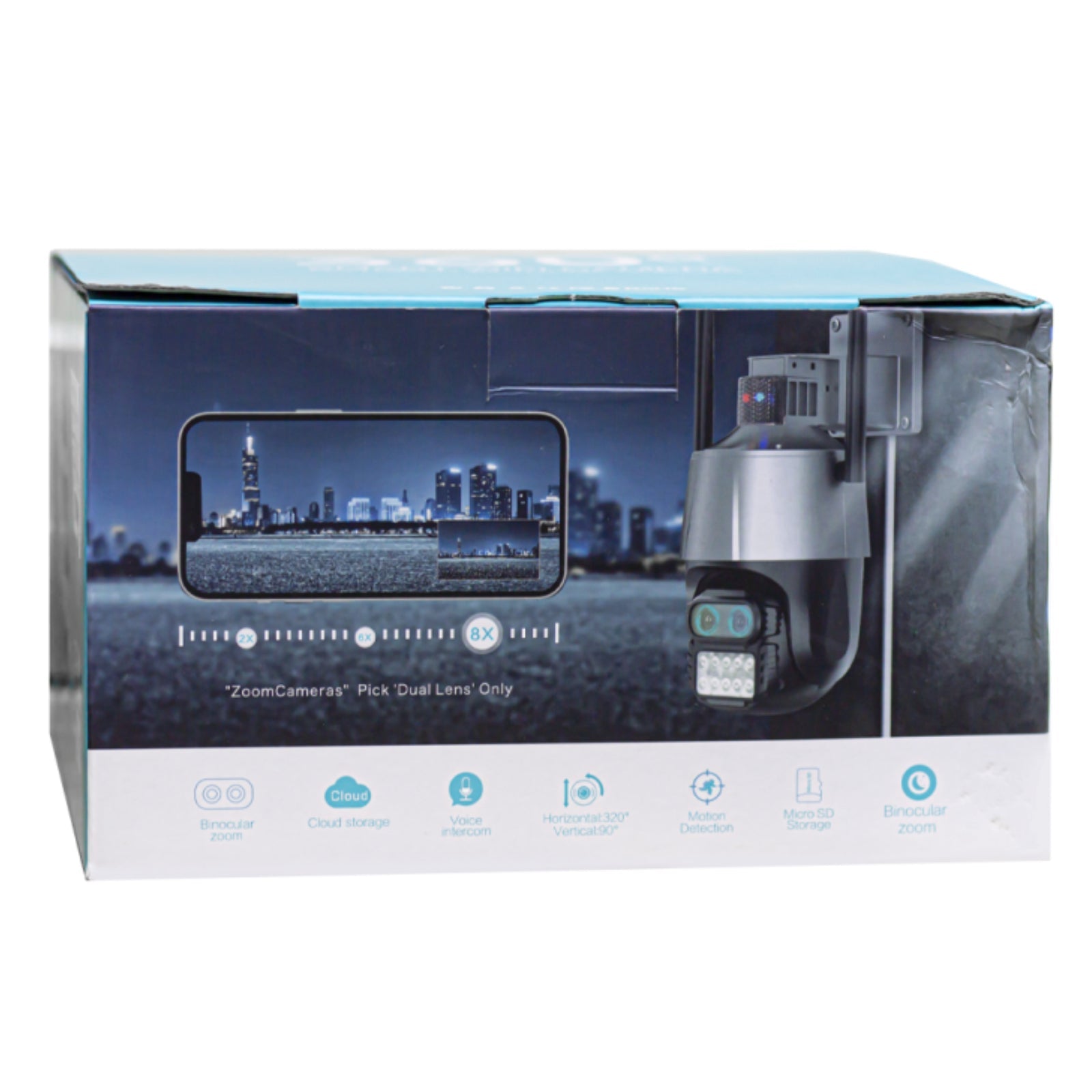 8MP Wireless Wi-Fi CCTV Camera 8x Optical Zoom Dual Lens PTZ Human Tracking Alarm Light