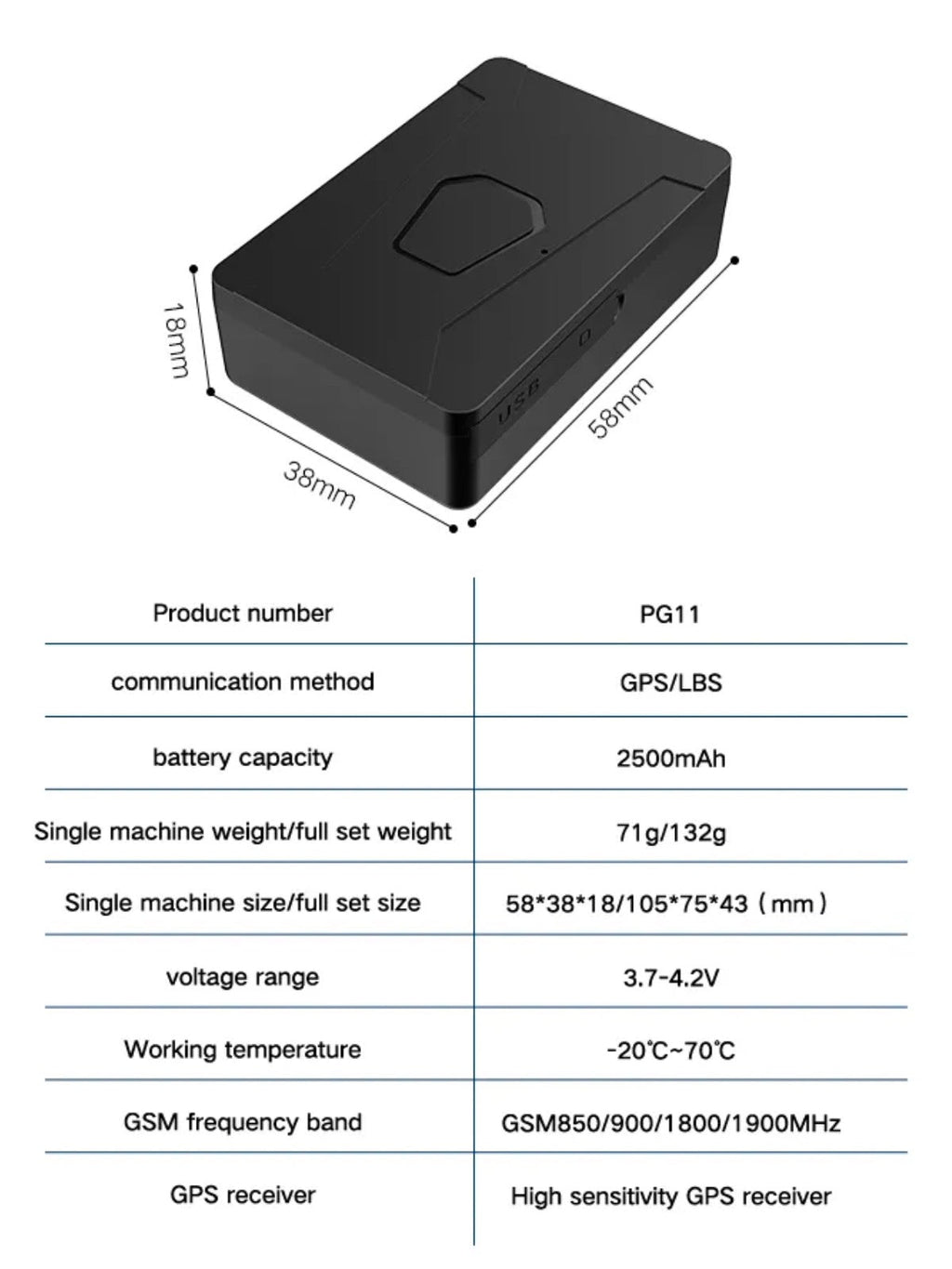 PG11 Magnetic GPS Car Tracker 60 Day Battery Live Historical Track Geo Fence Push Alerts Vehicle Alarm