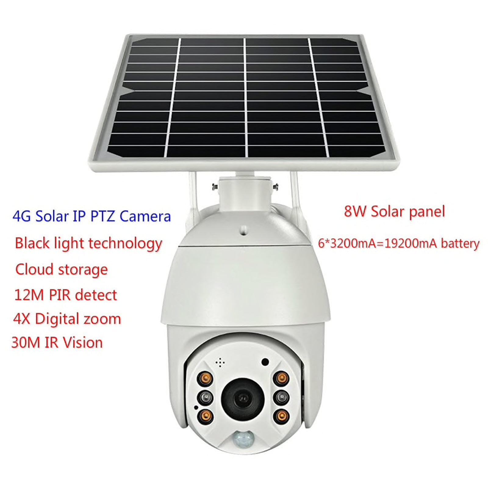 Solar Power Dome Camera Wi-Fi & 4G LTE IP Network CCTV Security 2 Way Audio PIR Night Vision
