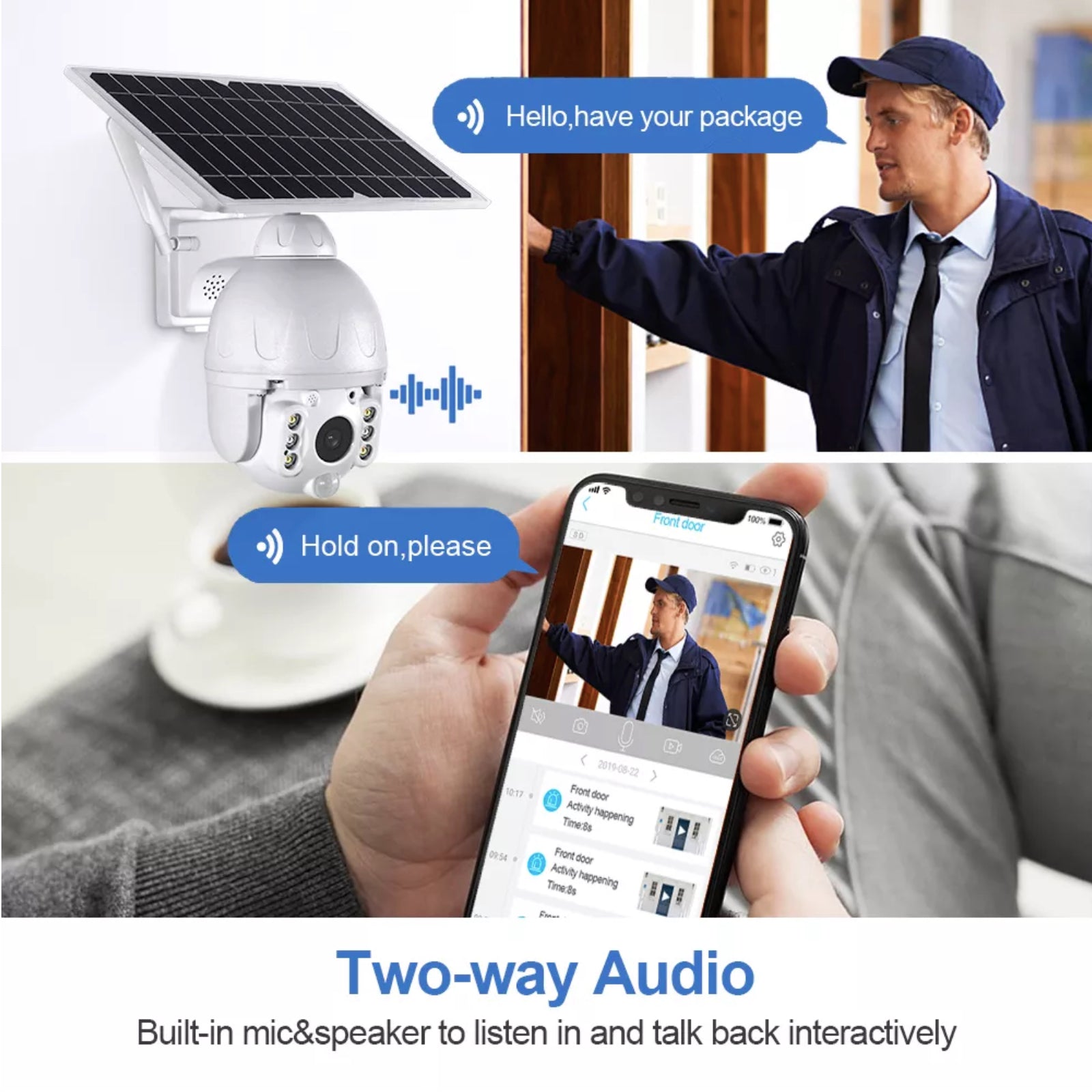 Solar Power 4G Sim Card PTZ Security Camera Pan Tilt Zoom 128GB Video Recorder 2 Way Audio