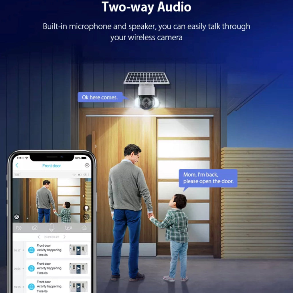 4G Solar Powered Camera Security Floodlight Night Vision Pan/Tilt HD Video Recorder