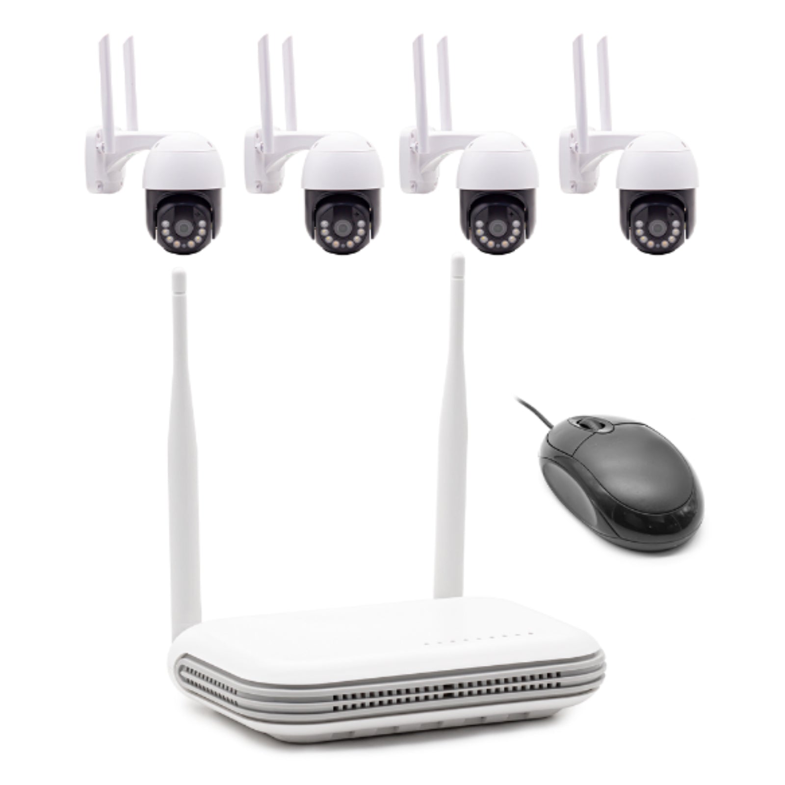 Four Camera Wireless Wi-Fi CCTV System 3MP PTZ Night Vision 1080p Full HD 4TB NVR ICSee App