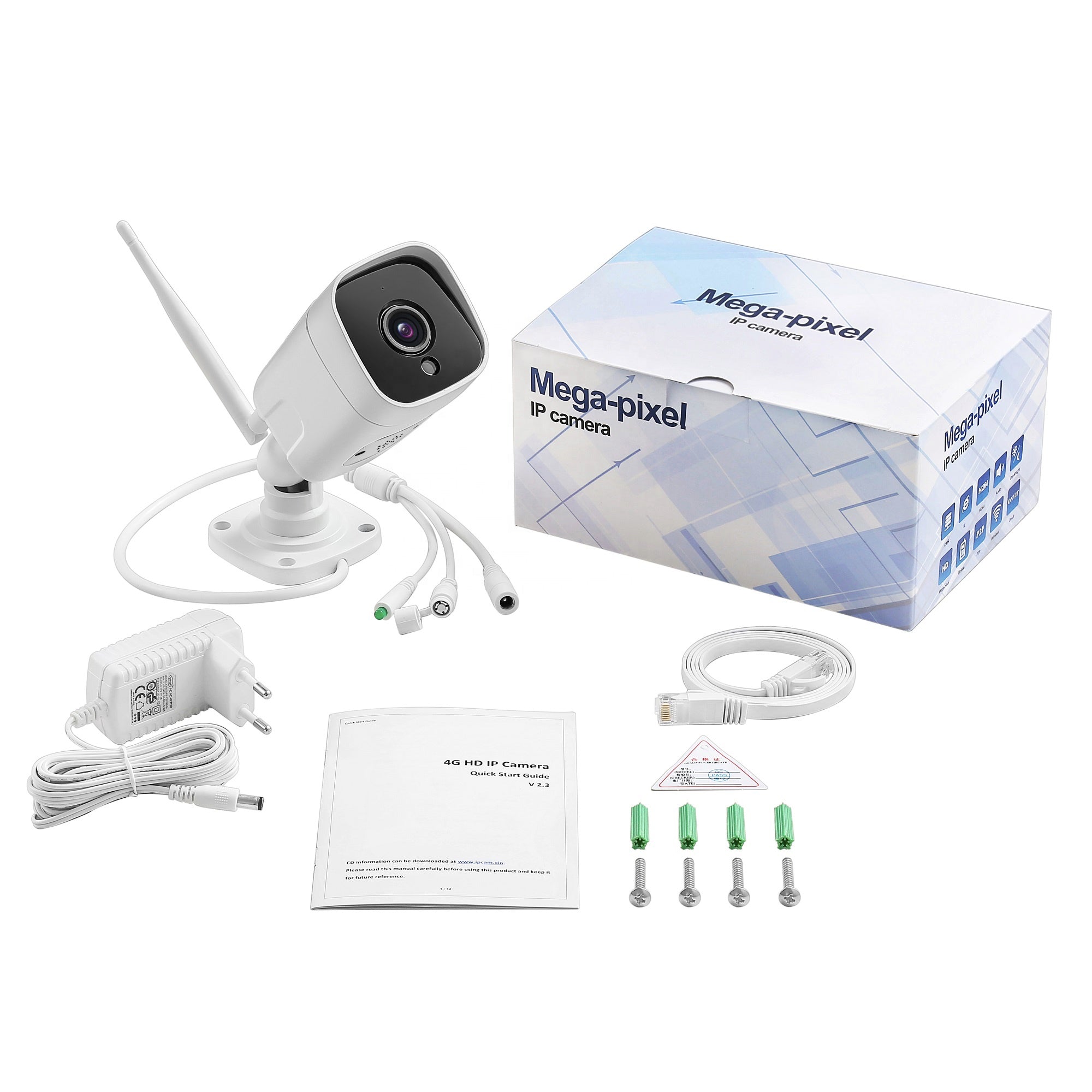 4G CCTV Static Bullet Camera Fixed Focus 3.6mm Lens CamHi Pro App Live View Video Recording Night Vision