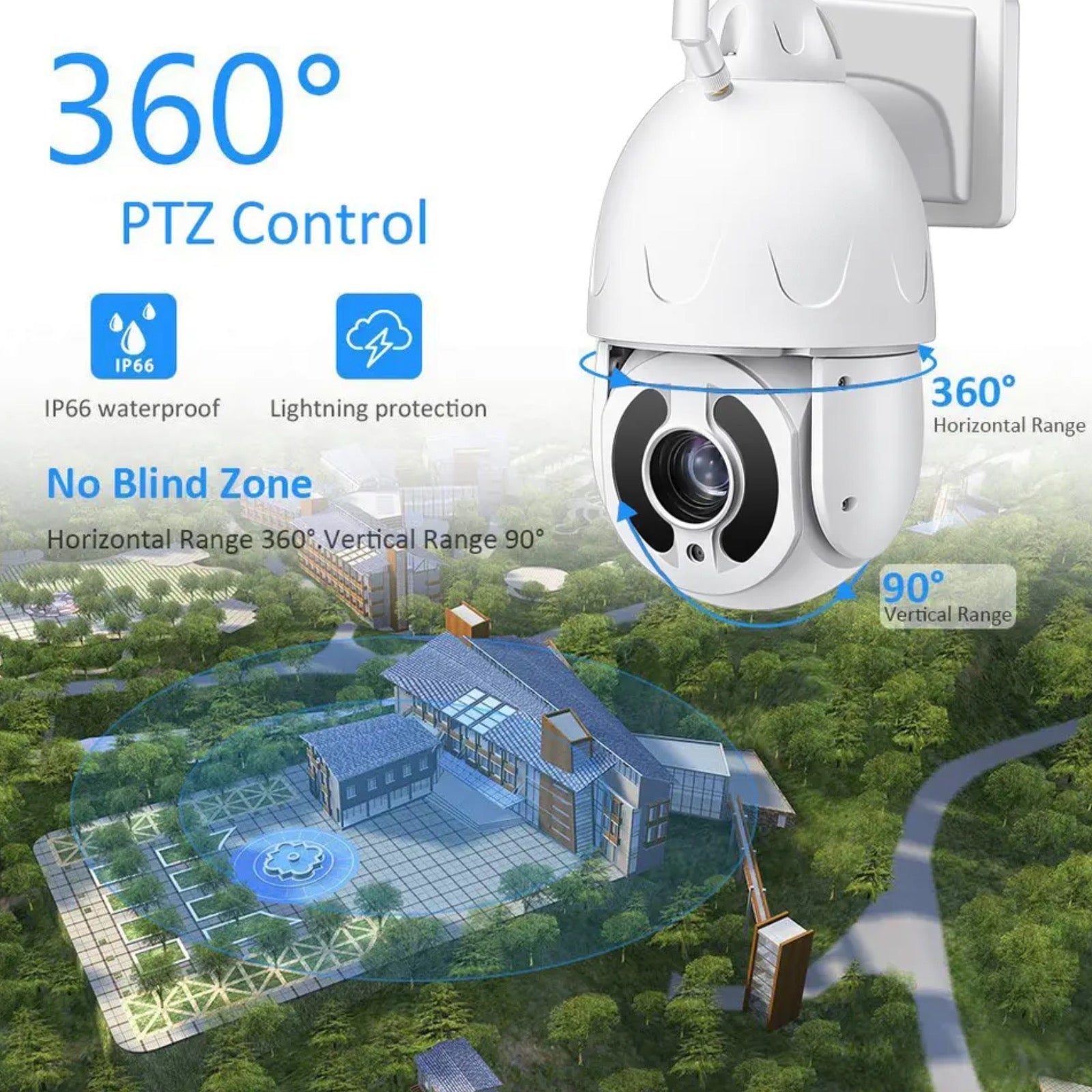 Wireless Wi-Fi 5MP PTZ 30x Optical Zoom CCTV Dome Camera Auto Human Tracking 100M Night Vision