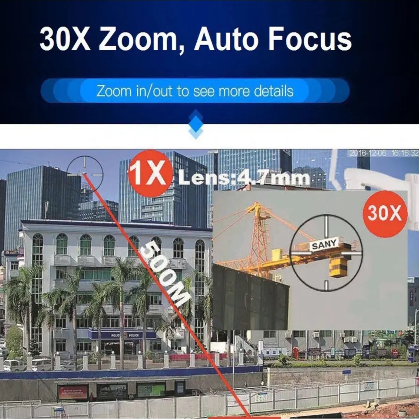 Wireless Wi-Fi 5MP PTZ 30x Optical Zoom CCTV Dome Camera Auto Human Tracking 100M Night Vision