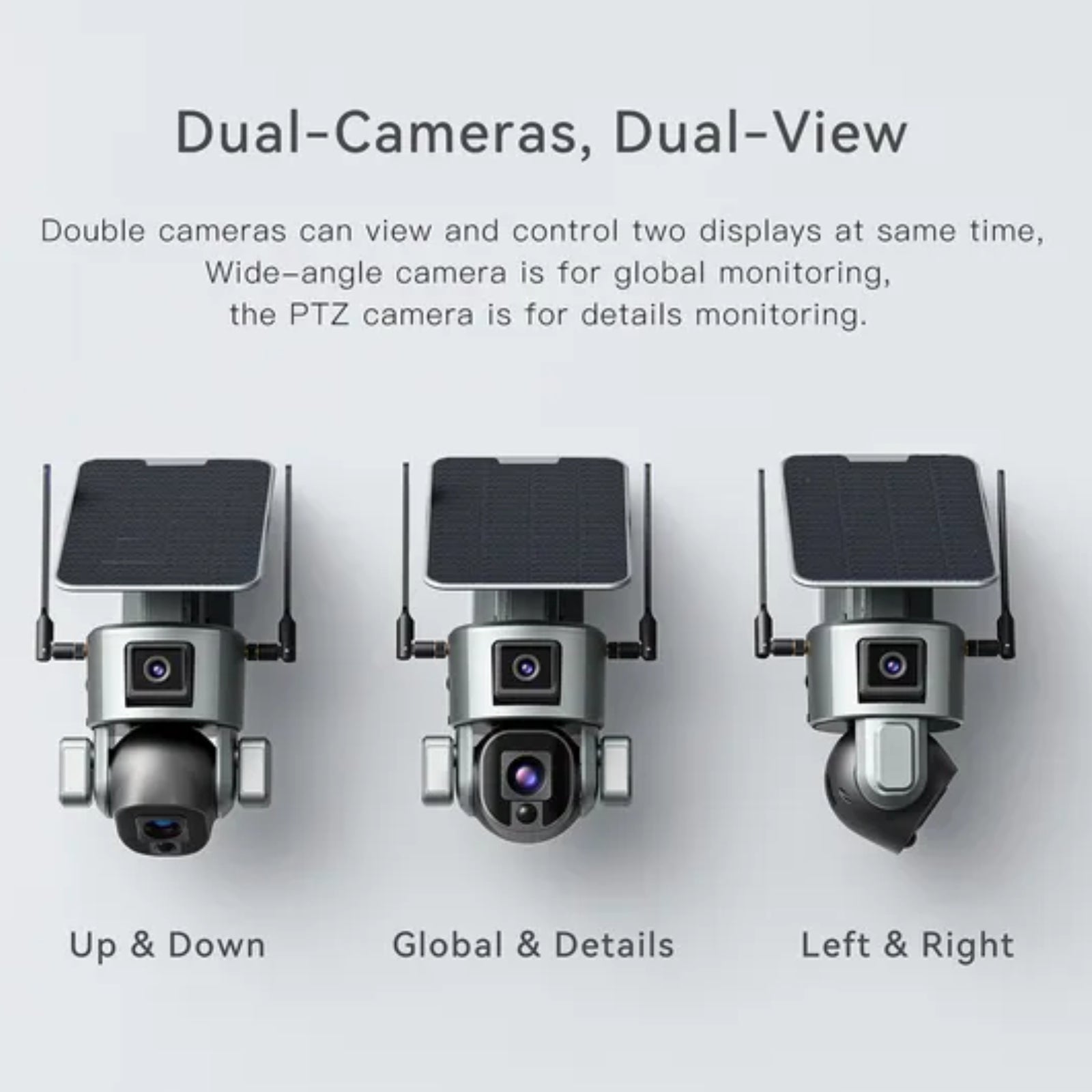 4G Solar PTZ Camera 8MP Dual Lens (4MP+4MP) Auto Human Tracking 10x Optical Zoom Night Vision