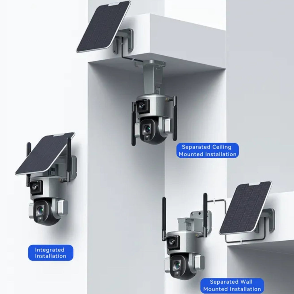 4G Solar PTZ Camera 8MP Dual Lens (4MP+4MP) Auto Human Tracking 10x Optical Zoom Night Vision