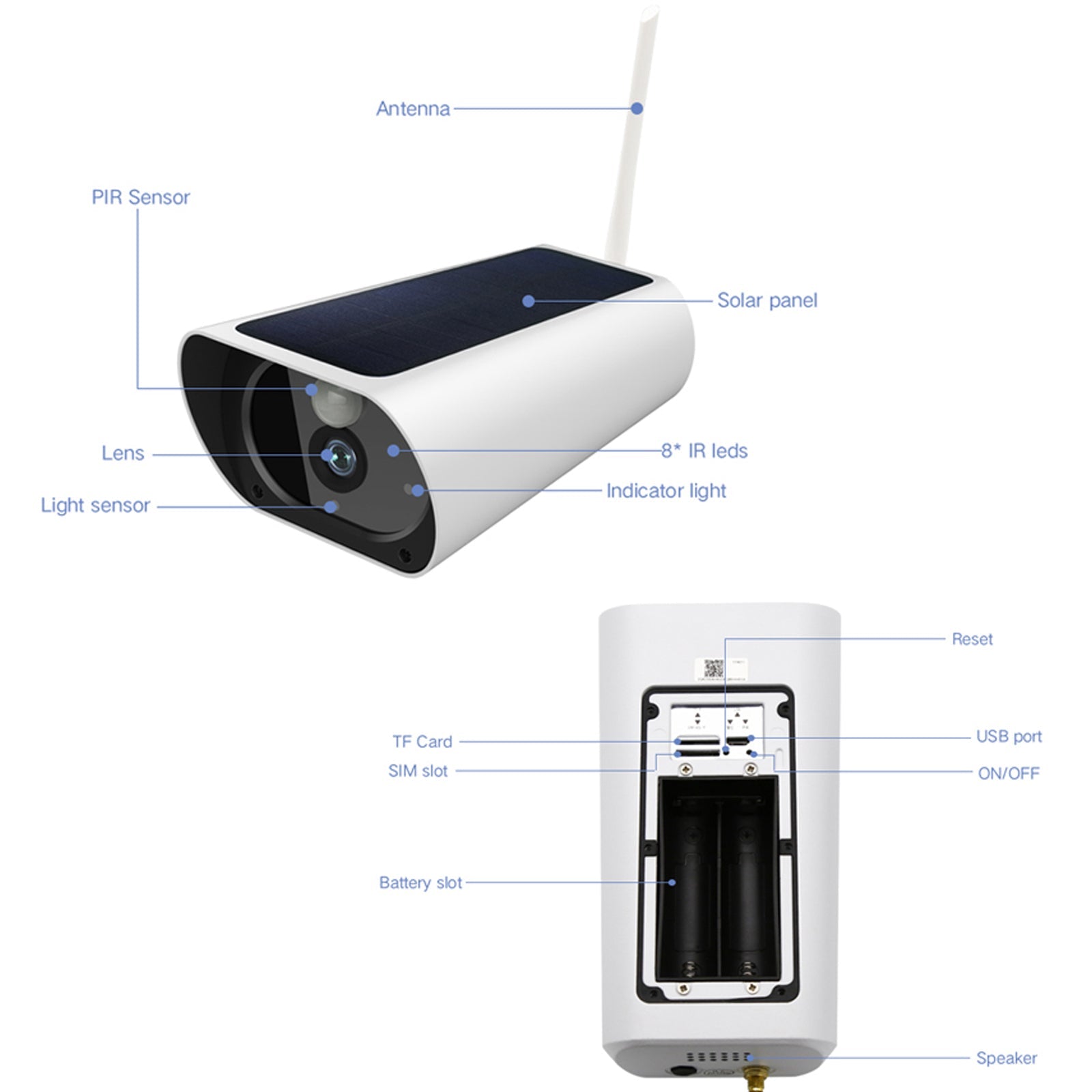 Y9 Wireless 4G Wifi Solar Power Wire Free Video Camera CCTV Security All Year Round