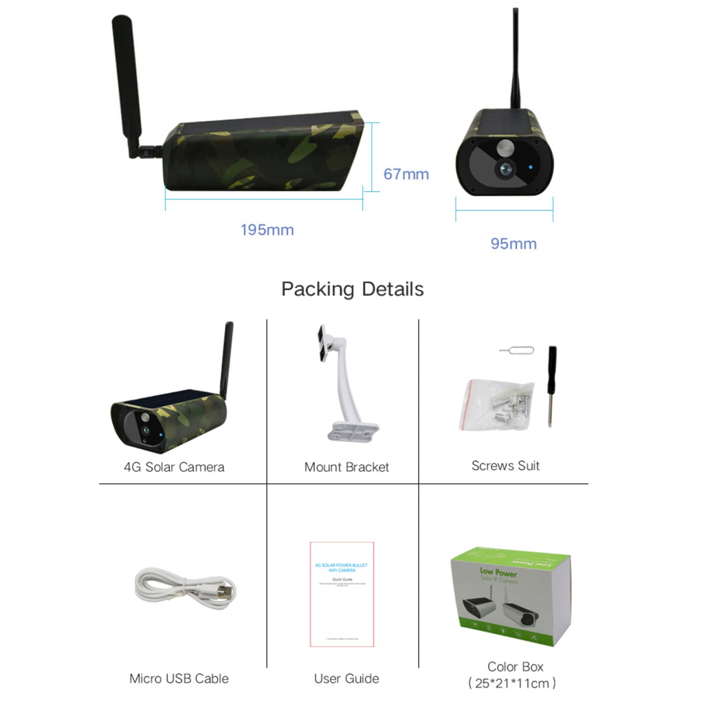 4G Solar Power Camera 1080p HD Video Recorder uBox App Push Notification Alert